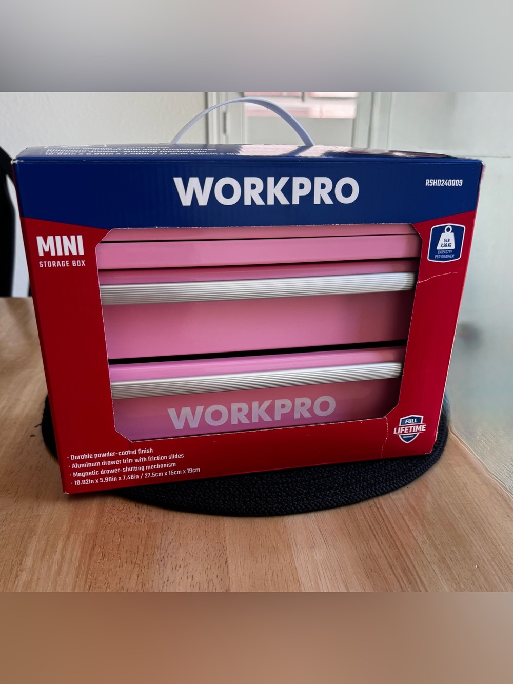 New WORKPRO Metal Mini Tool/Storage Box - Pink Color